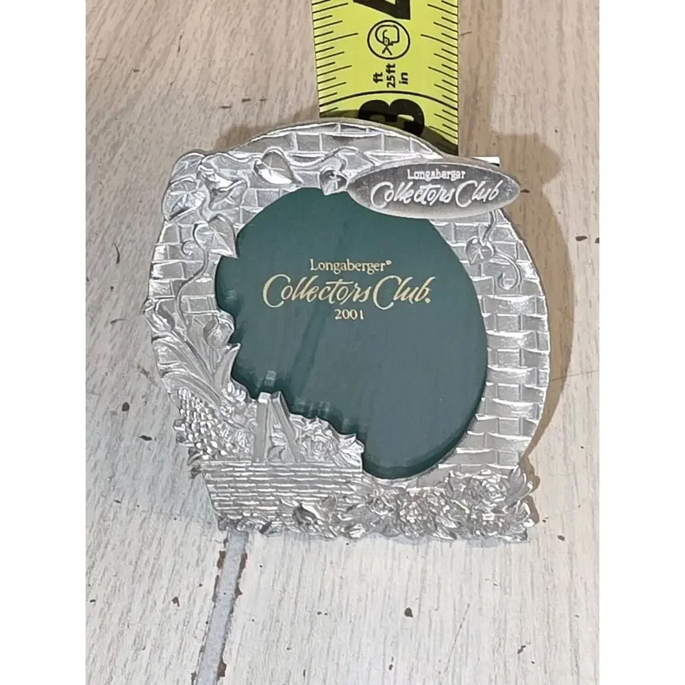 Vtg Longaberger Collectors Club 2001 Pewter Floral Basket Picture Frame New